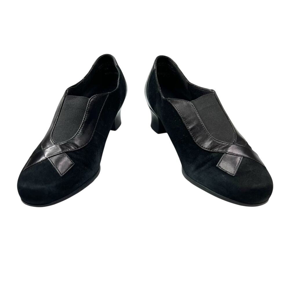 Munro American Pumps 7 WW Black Retro Granny Cottagecore Heels USA